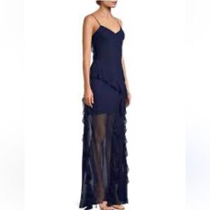 NWT MILLY Raya CHIFFON DEVORE DRESS Navy Size 12